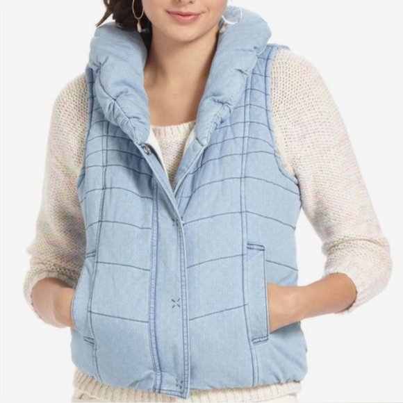 Anthropologie Jackets & Blazers - Anthropologie Pindot Chambray Puffer Vest Large